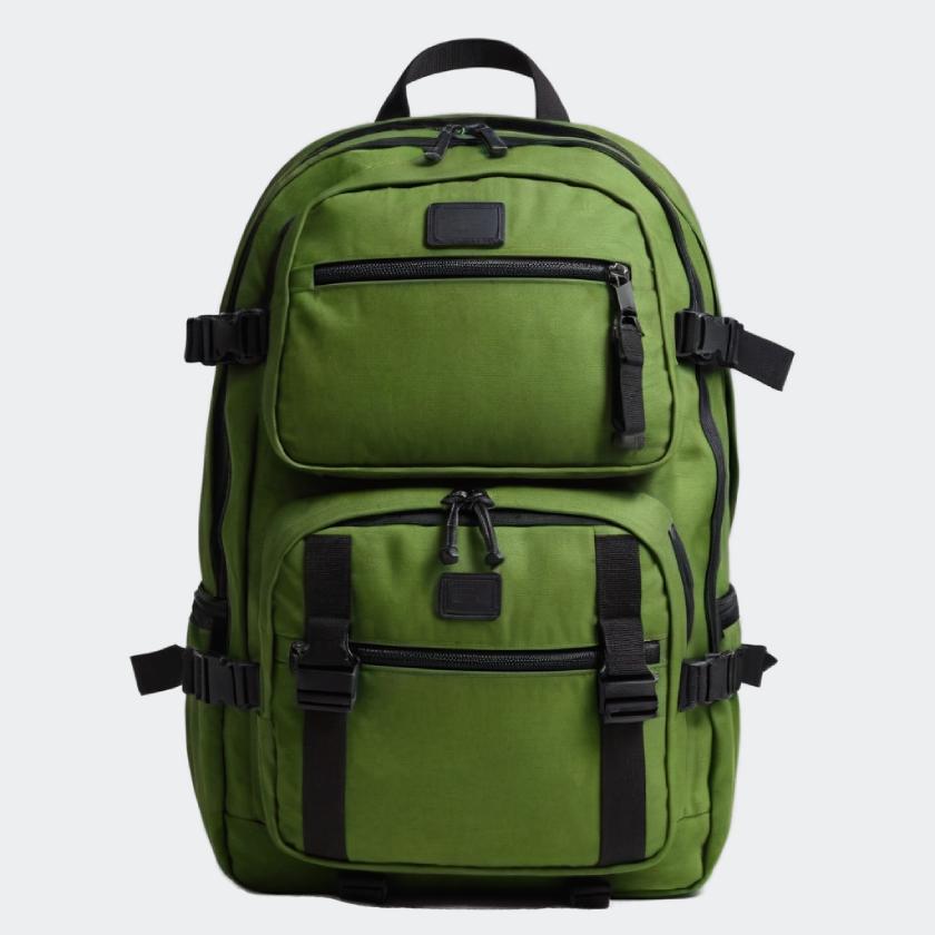 Green backpack with black straps